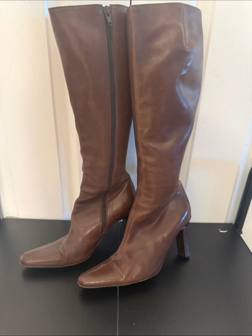 J. Crew Brown Leather Knee-High Heeled Boots
